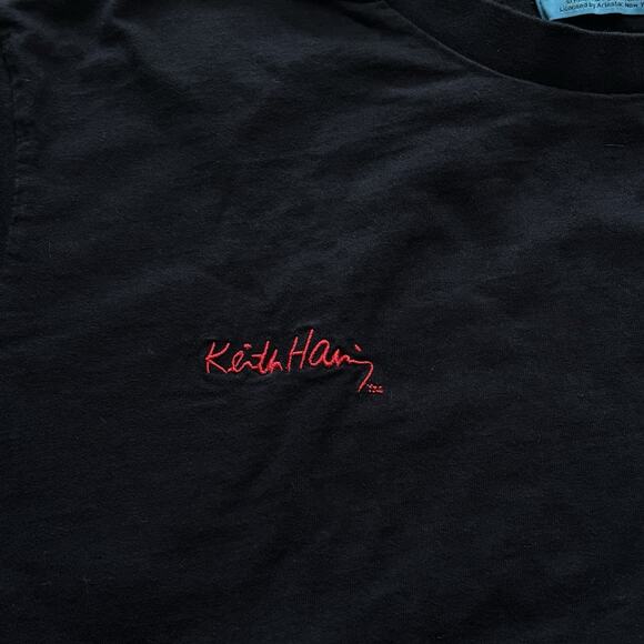 Keith Haring x Shoe Palace Black Tee 2XL Embroidered Signature Heart Pocket - Picture 6 of 6